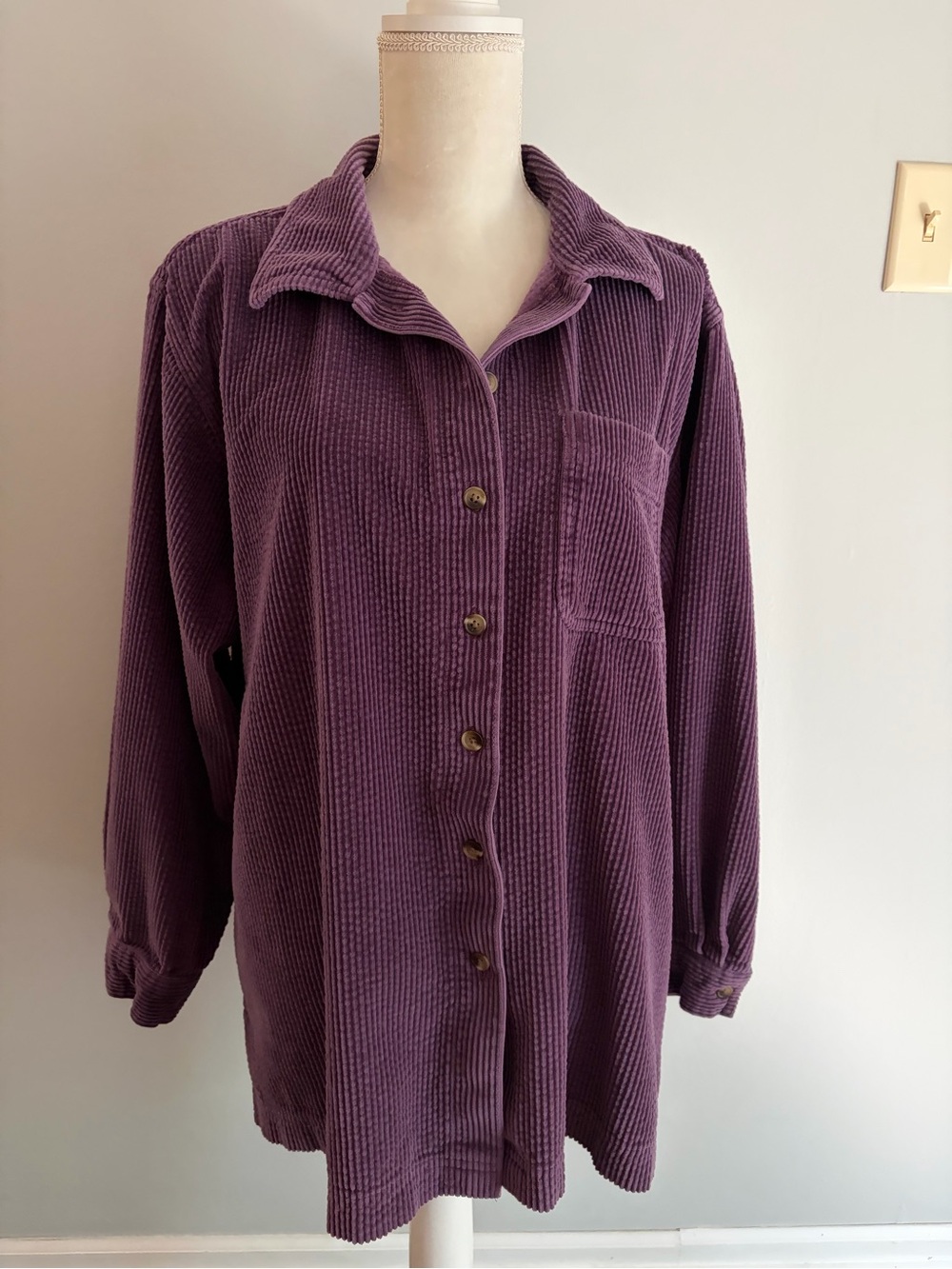 L.L. Bean Vintage Purple Wide Whale Corduroy Button-Down Shirt Jacket